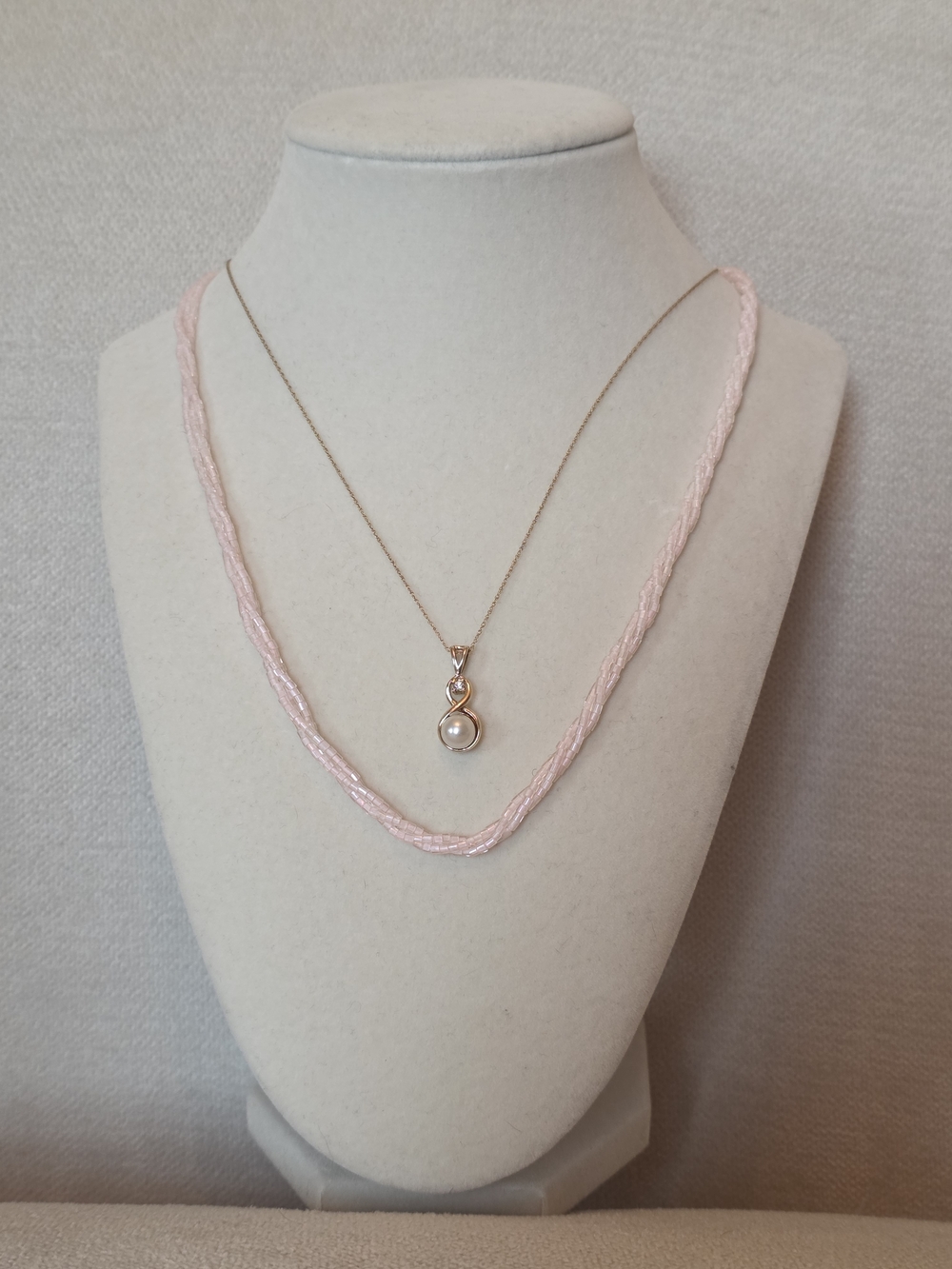 Nolan Miller Pink Beaded Necklace Multi Strand Seed Bead Blush - Picture 2 of 9